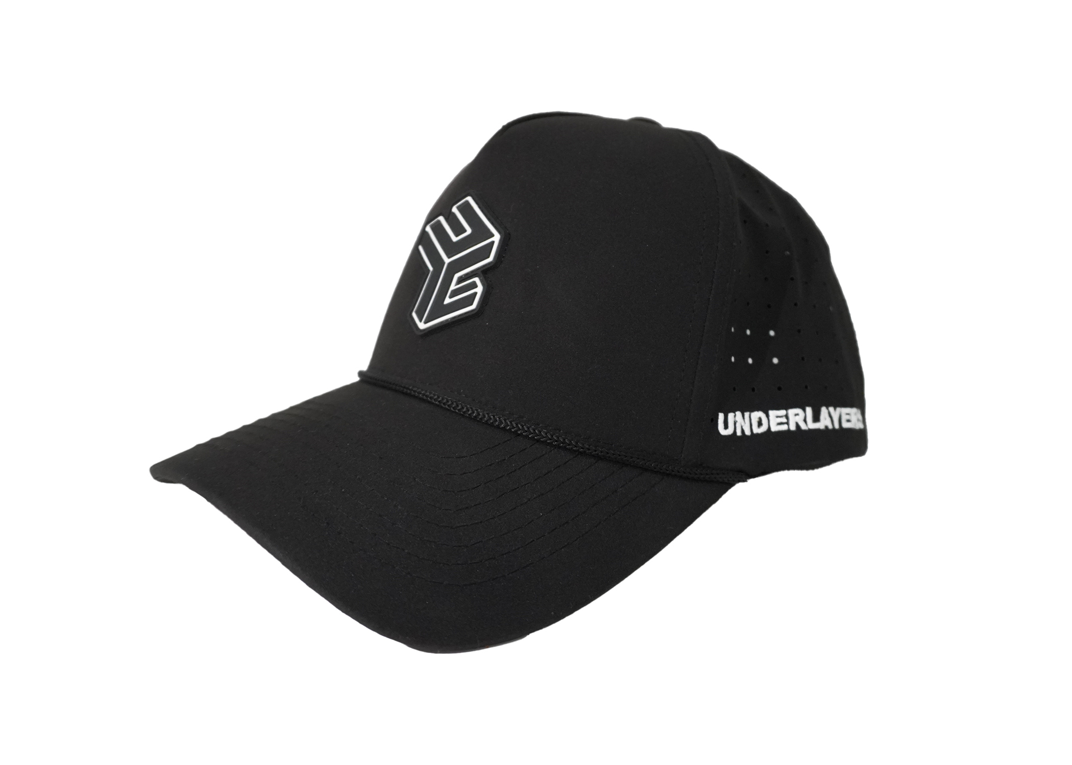 UNDERLAYERS snapback cap, front view